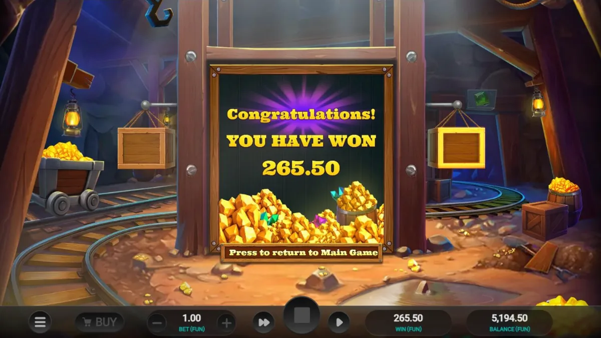 Pemandangan tambang emas kartun dalam slot Digger’s Dough